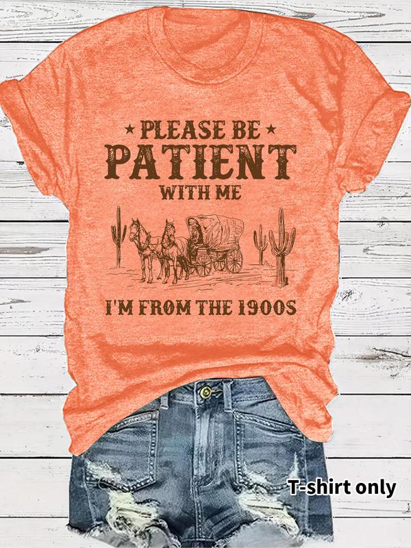 👕I'M From 1900S✨ Women's Vintage Letter Print Round Neck Tee - Image 3