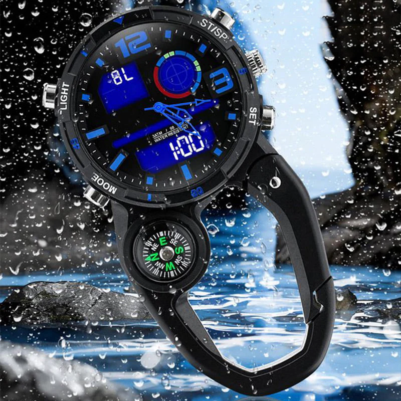 Round Screen Outdoor Carabiner Watch with Compass - Image 4
