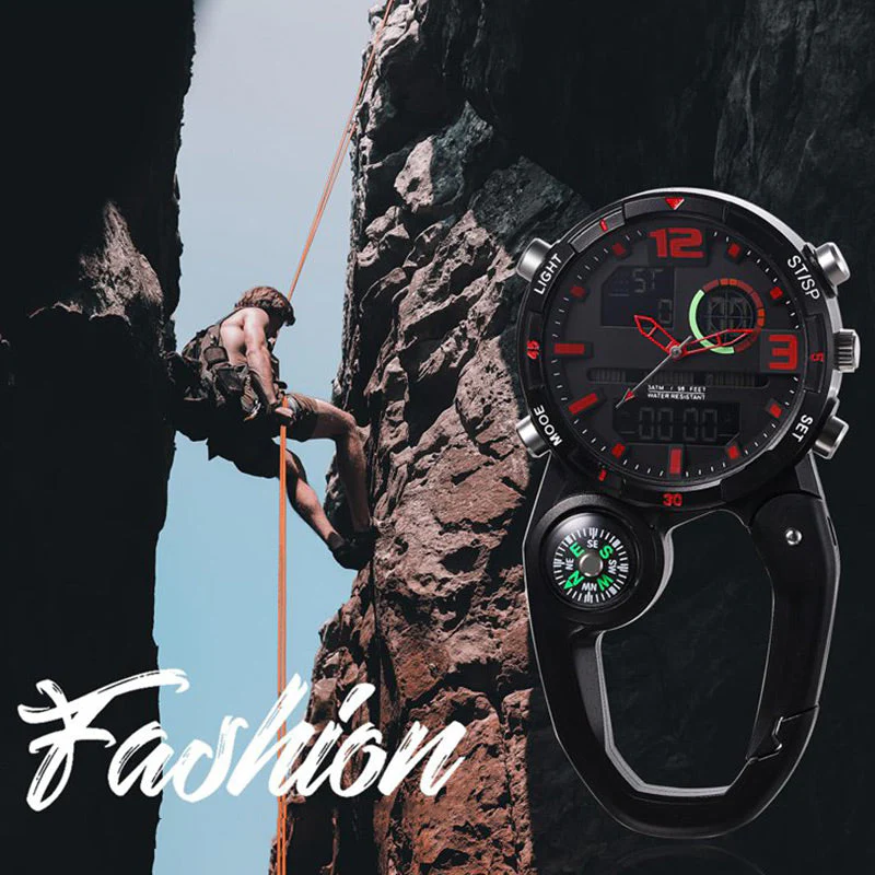 Round Screen Outdoor Carabiner Watch with Compass - Image 8