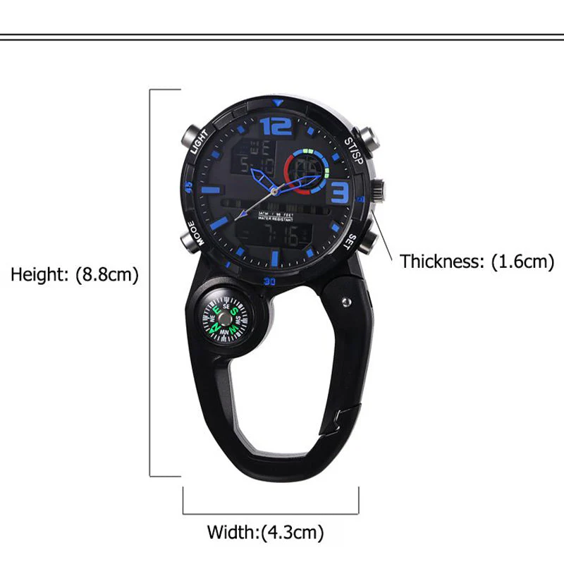 Round Screen Outdoor Carabiner Watch with Compass - Image 9