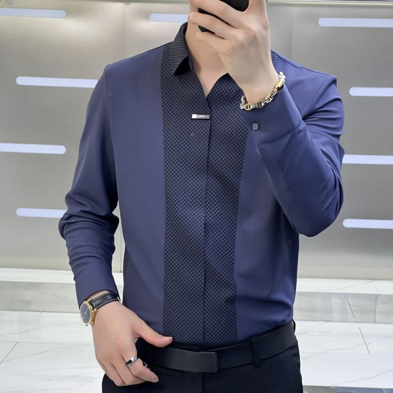 ⏳Men’s Business Casual Patchwork Shirt - Image 9