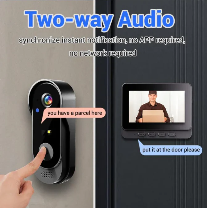 🔥New Year's Special Offer 50%OFF🎉Wireless doorbell camera: 1080P, 170° angle, 4.3-inch screen, IPX65 outdoor waterproof, night vision - Image 4