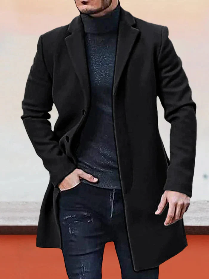 Men's Single Row Buckle Solid Color Jacket - Image 2