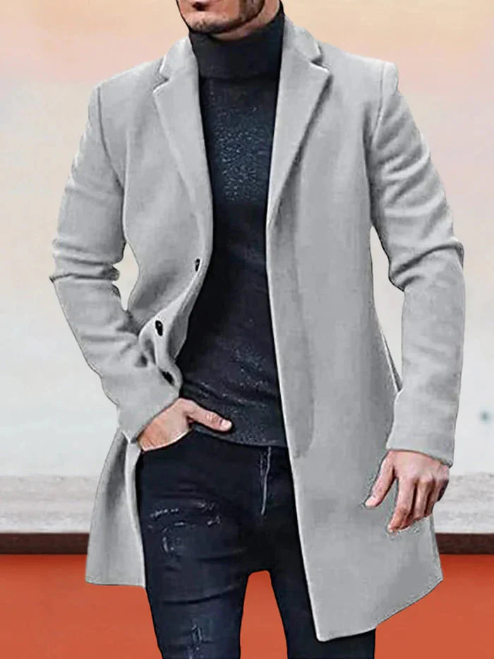 Men's Single Row Buckle Solid Color Jacket - Image 3