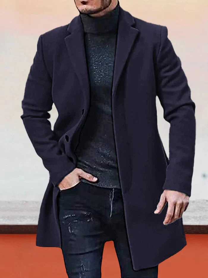 Men's Single Row Buckle Solid Color Jacket - Image 4