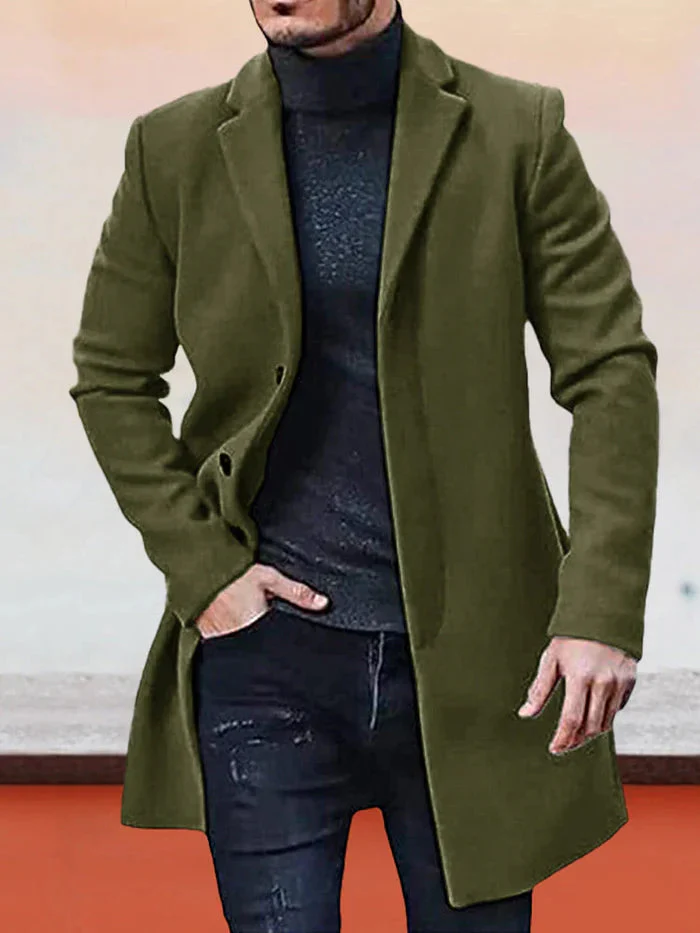 Men's Single Row Buckle Solid Color Jacket - Image 6