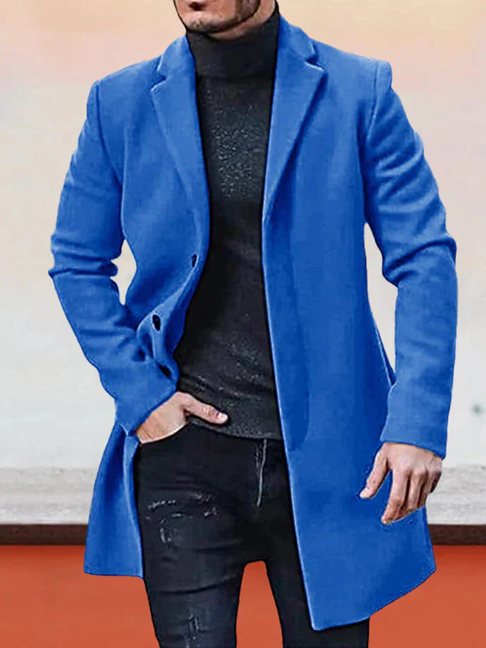 Men's Single Row Buckle Solid Color Jacket - Image 7