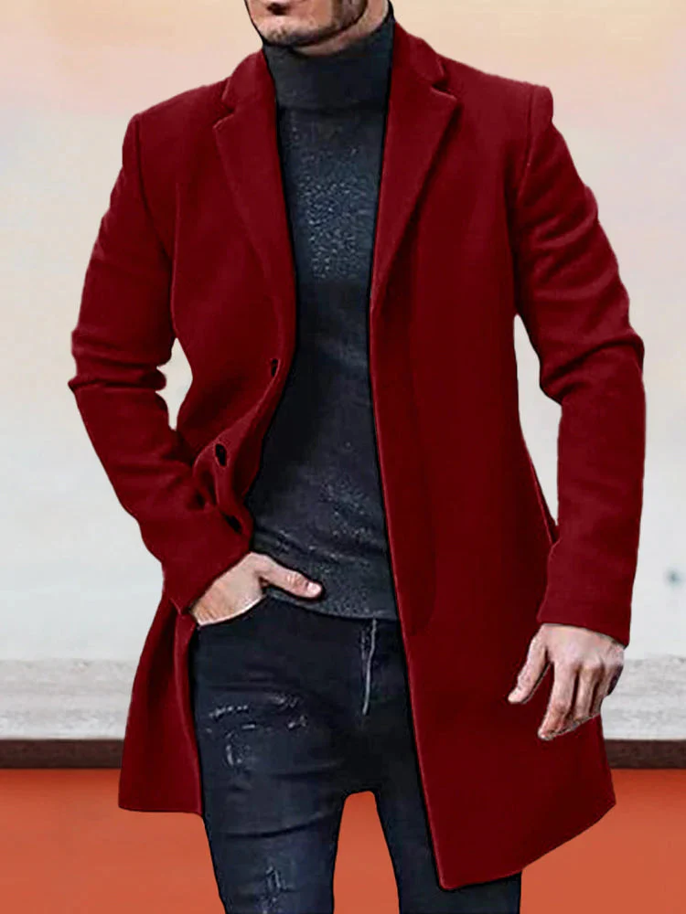 Men's Single Row Buckle Solid Color Jacket - Image 8