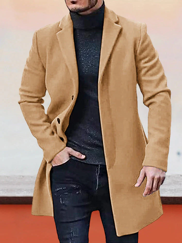 Men's Single Row Buckle Solid Color Jacket - Image 9