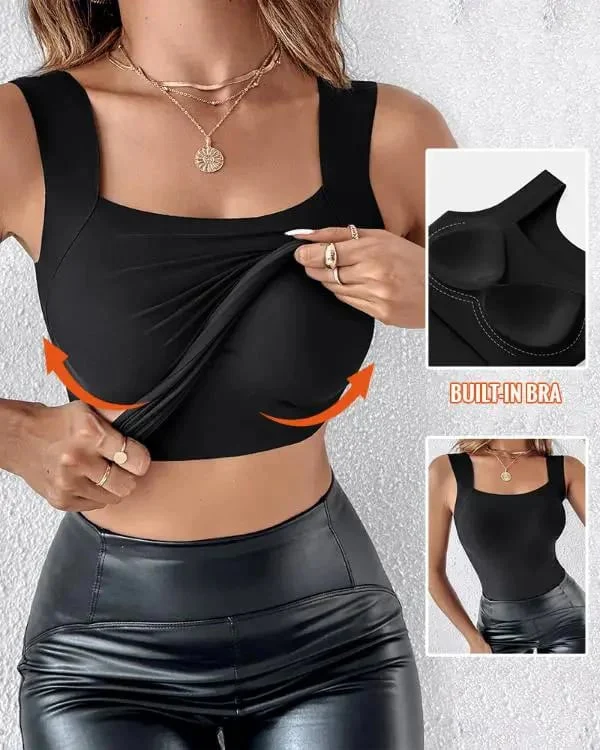 🏆Last Day Special Price ＄14.99!!💐Women's U Neck Thermal Tank Tops with Built-In Bra - Image 2