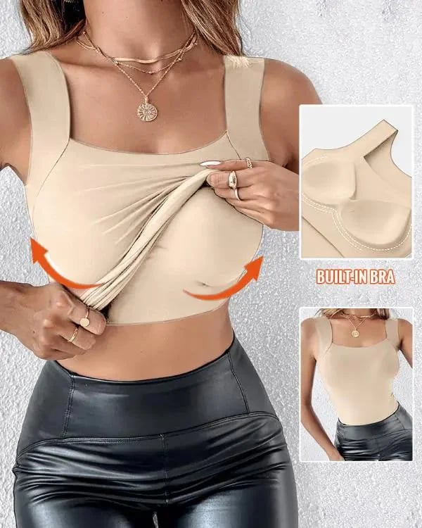 🏆Last Day Special Price ＄14.99!!💐Women's U Neck Thermal Tank Tops with Built-In Bra - Image 3