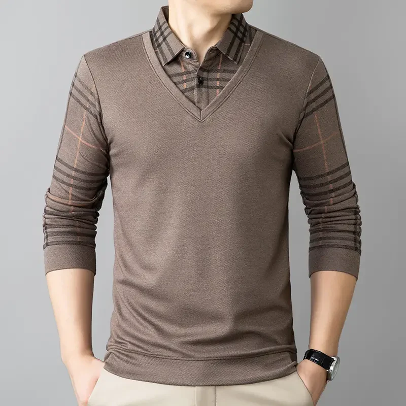 🔥Limited time 50% off🔥Men's Lapel Faux Two-Piece Warm Top - Image 2