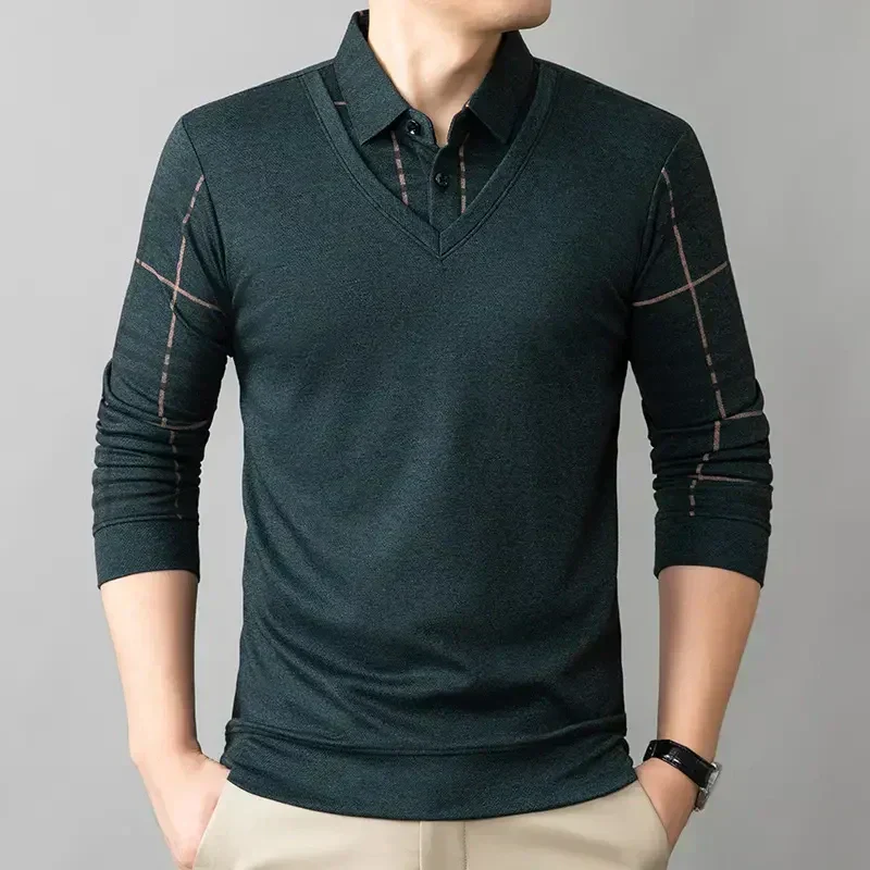 🔥Limited time 50% off🔥Men's Lapel Faux Two-Piece Warm Top - Image 5