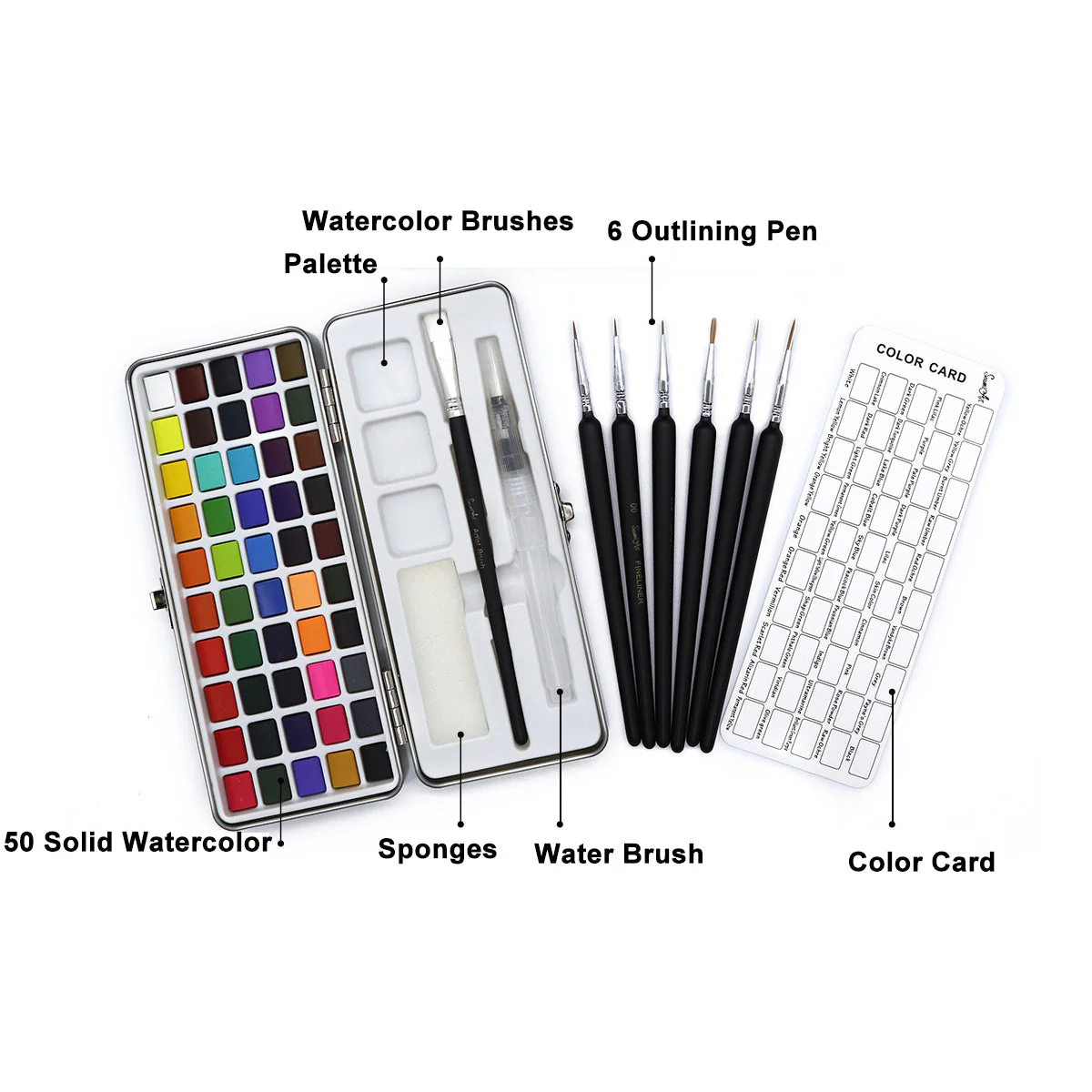 Premium Watercolor Set Of 50 With Brush - Image 12