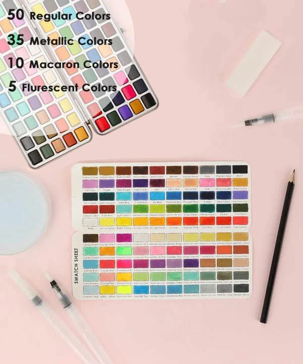 Premium Watercolor Set Of 50 With Brush - Image 4