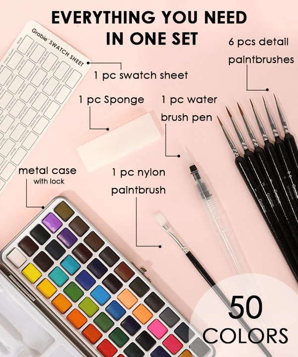 Premium Watercolor Set Of 50 With Brush - Image 5