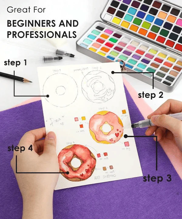 Premium Watercolor Set Of 50 With Brush - Image 8