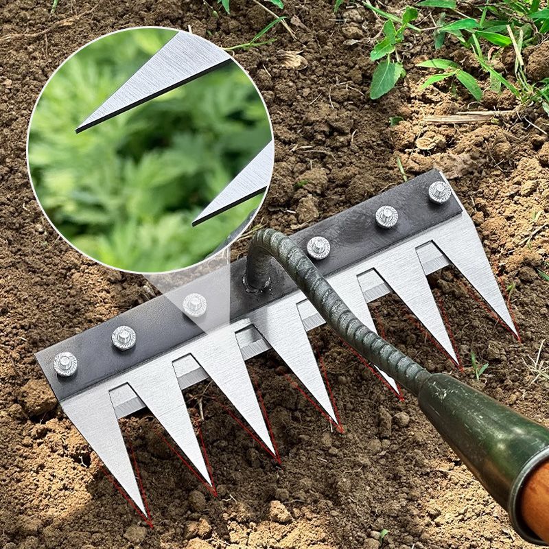 5/6/7/8 Teeth Carbon Steel Garden Weeding Rake - Image 3