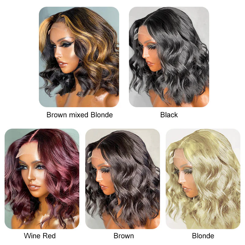 Glueless Mixed Blonde Short Bob Body Wave Wig For Women - Image 7