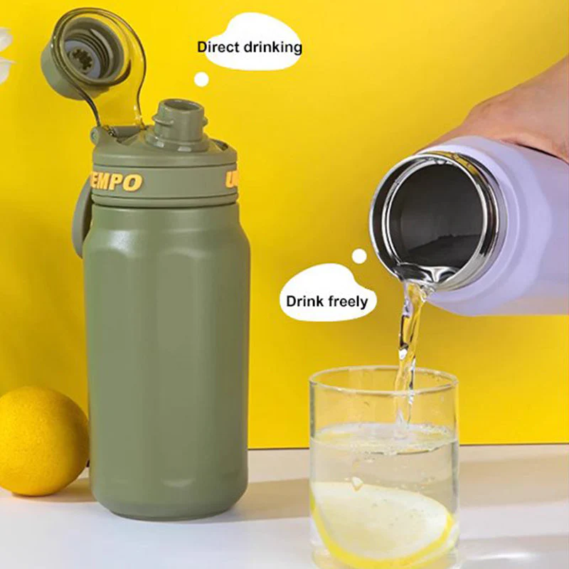 Stainless Steel Insulated Water Bottle with Handle Straw Lid - Image 10