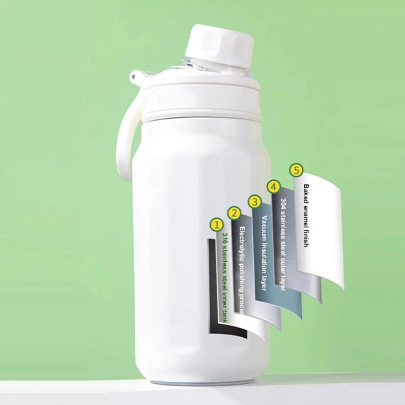 Stainless Steel Insulated Water Bottle with Handle Straw Lid - Image 11
