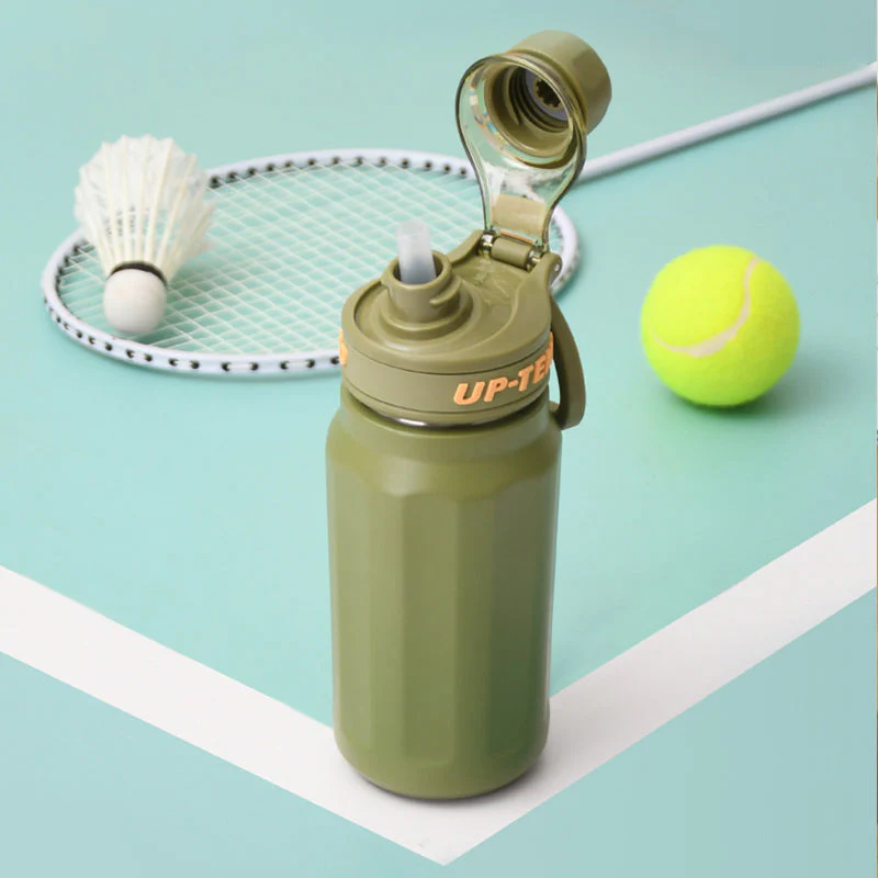 Stainless Steel Insulated Water Bottle with Handle Straw Lid - Image 3