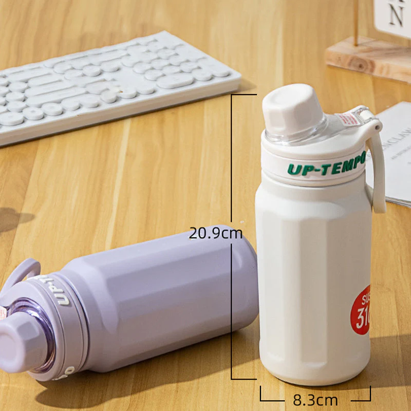Stainless Steel Insulated Water Bottle with Handle Straw Lid - Image 7