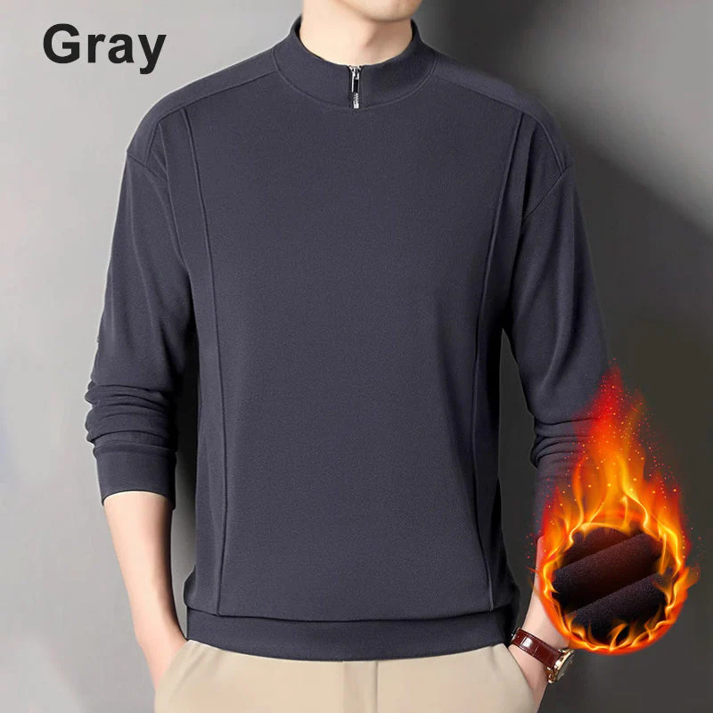 Men's Cozy Long - Sleeve Pullover with Zippered Collar - Image 12
