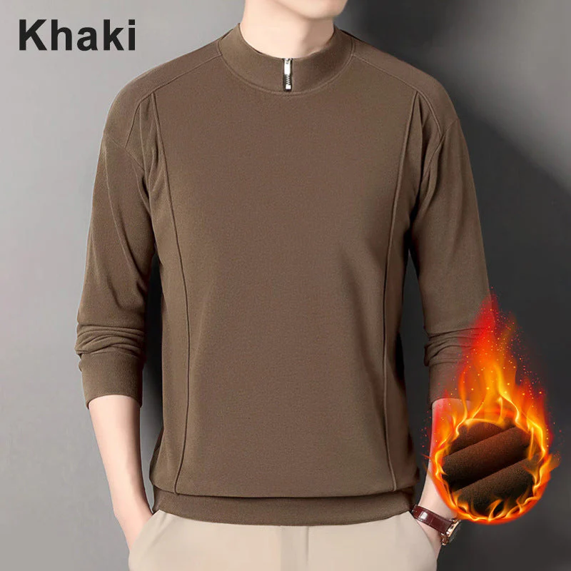 Men's Cozy Long - Sleeve Pullover with Zippered Collar - Image 13