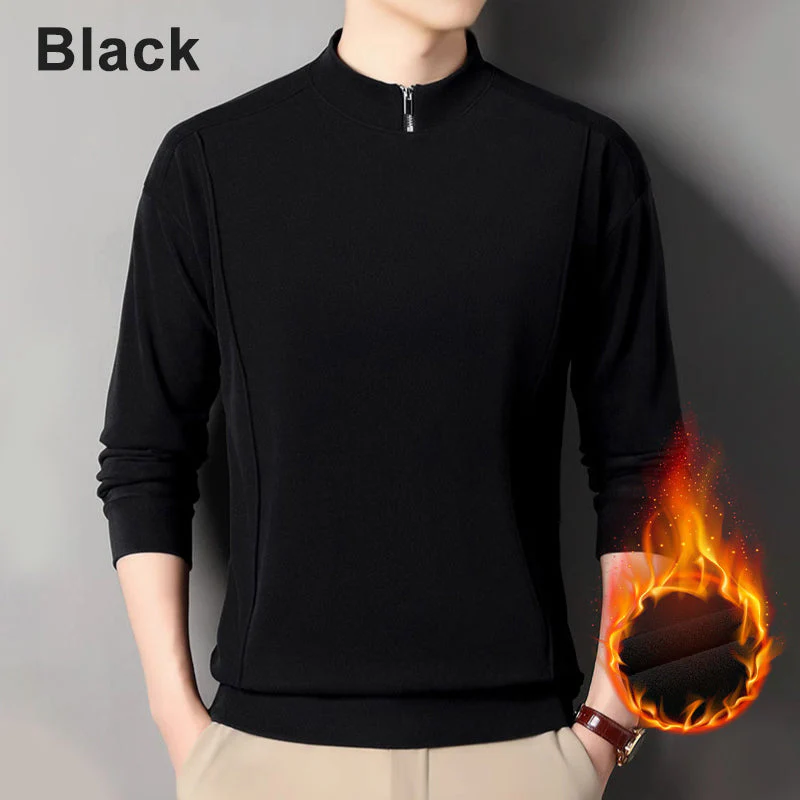 Men's Cozy Long - Sleeve Pullover with Zippered Collar - Image 14