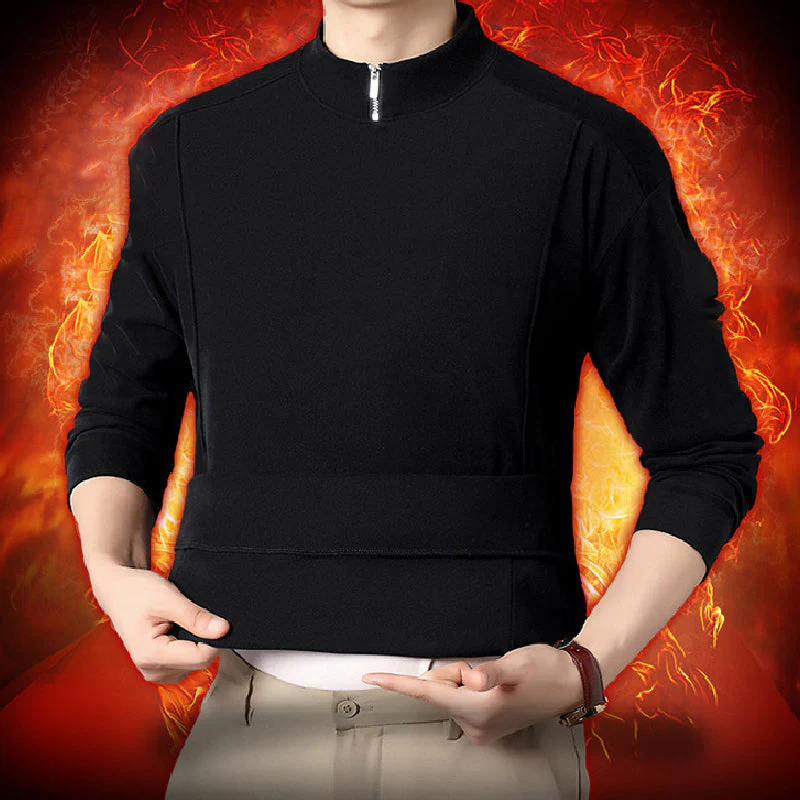 Men's Cozy Long - Sleeve Pullover with Zippered Collar - Image 7