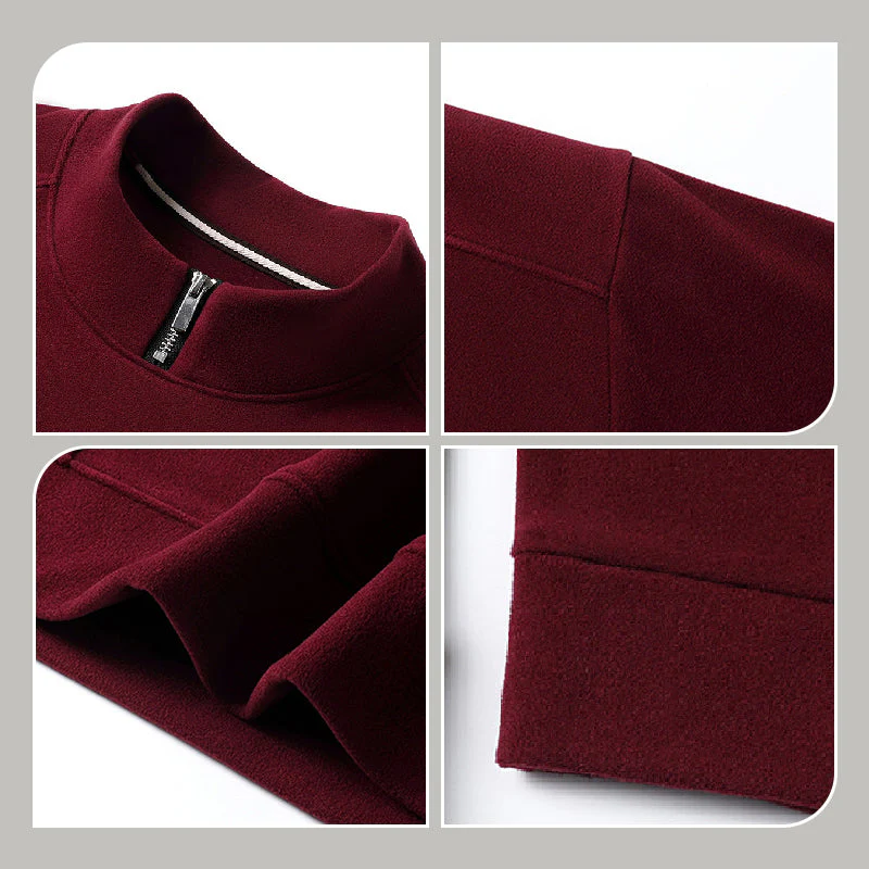 Men's Cozy Long - Sleeve Pullover with Zippered Collar - Image 9